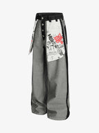 Distressed Reverse Design Large Pocket Printed Jeans - 2568