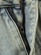 Vintage Washed Rivet-Detailed Wide Leg Jeans