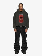 Retro Bandit Hat Graphic Distressed Cropped Hoodie