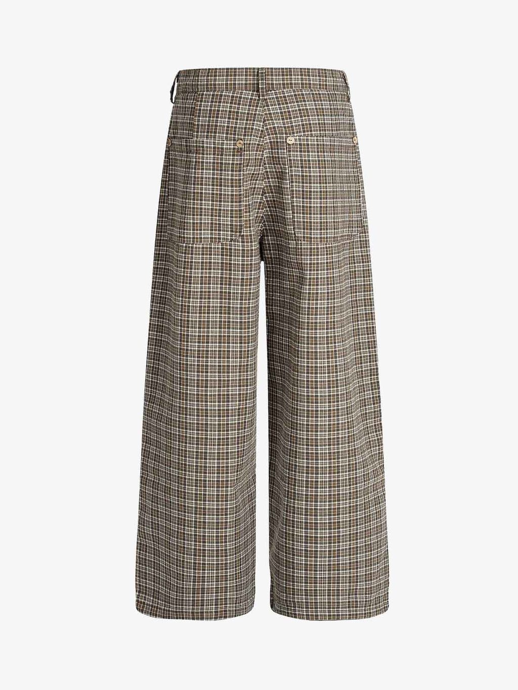 Vintage Plaid Pleated Wide Leg Pants