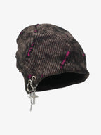 Retro Wasteland Style Distressed Knit Hanging Charm Beanie
