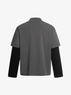 Mock Neck Layered Long Sleeve T Shirt