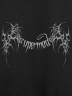 Washed Gothic Spike Letter Hoodie