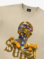 Washed Splash Ink Cosmic Statue Print Galaxy Art T-Shirt