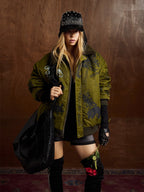 Street Graffiti Lamb Collar Flight Cotton Jacket