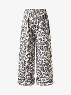 Leopard Print Pleated Drawstring Pants