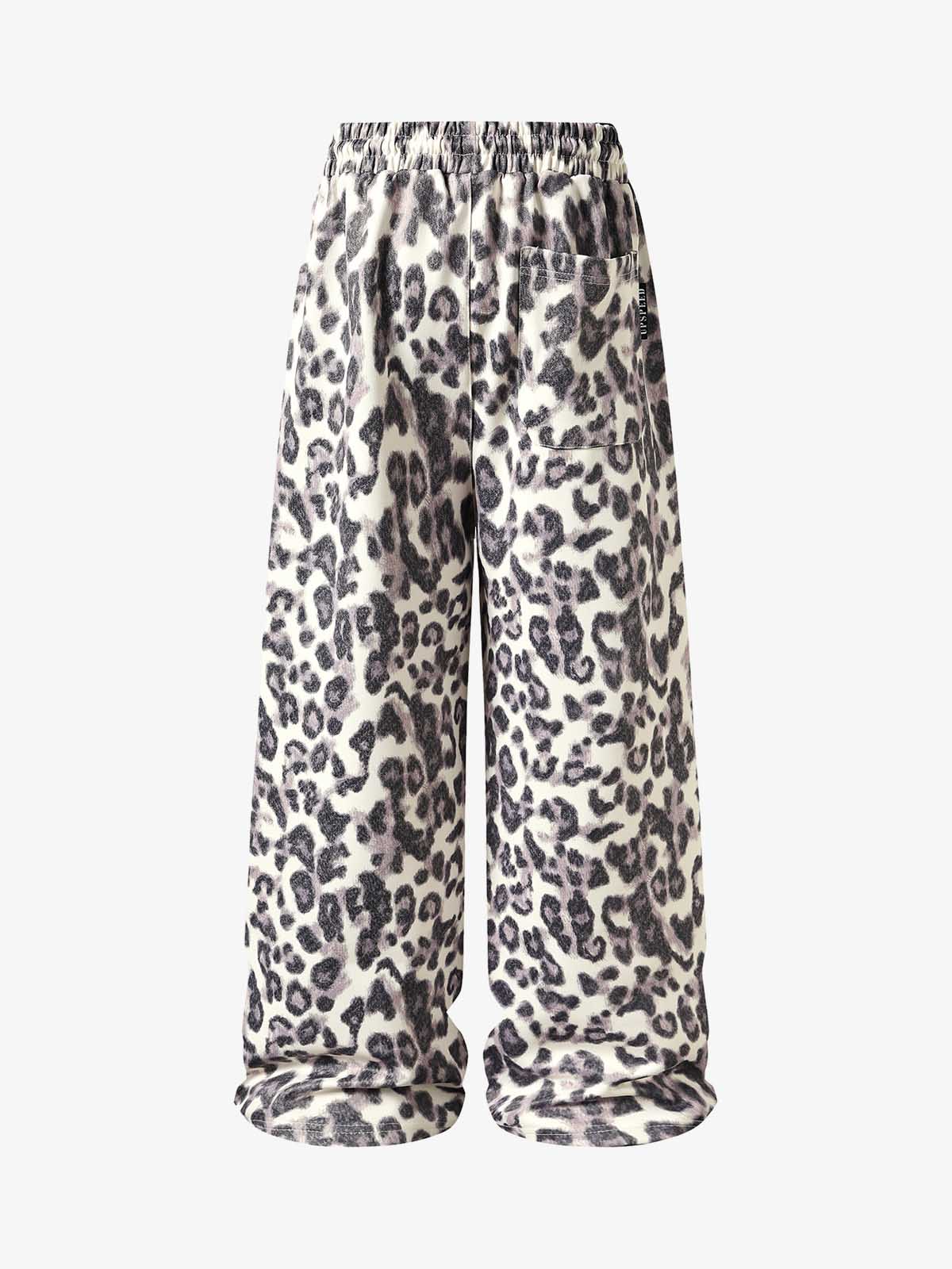 Leopard Print Pleated Drawstring Pants