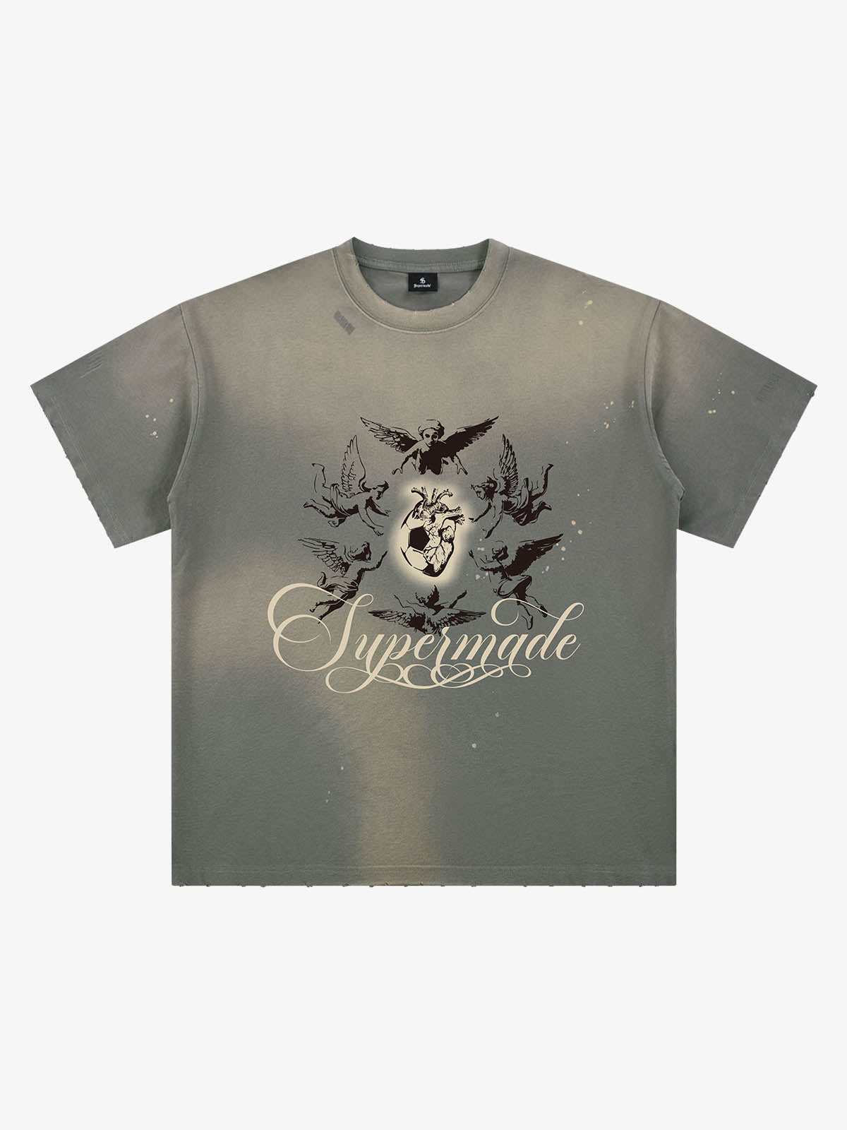 Distressed Angel Heart Soccer Graphic T-Shirt