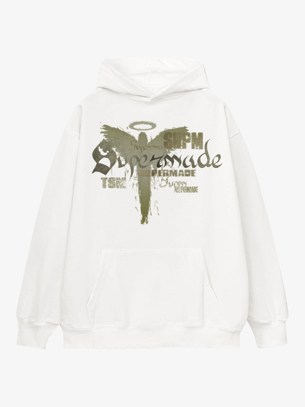 Vintage Washed Angel Halo Distressed Letter Graphic Hoodie