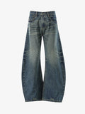 Vintage Washed Distressed Whisker Barrel Jeans