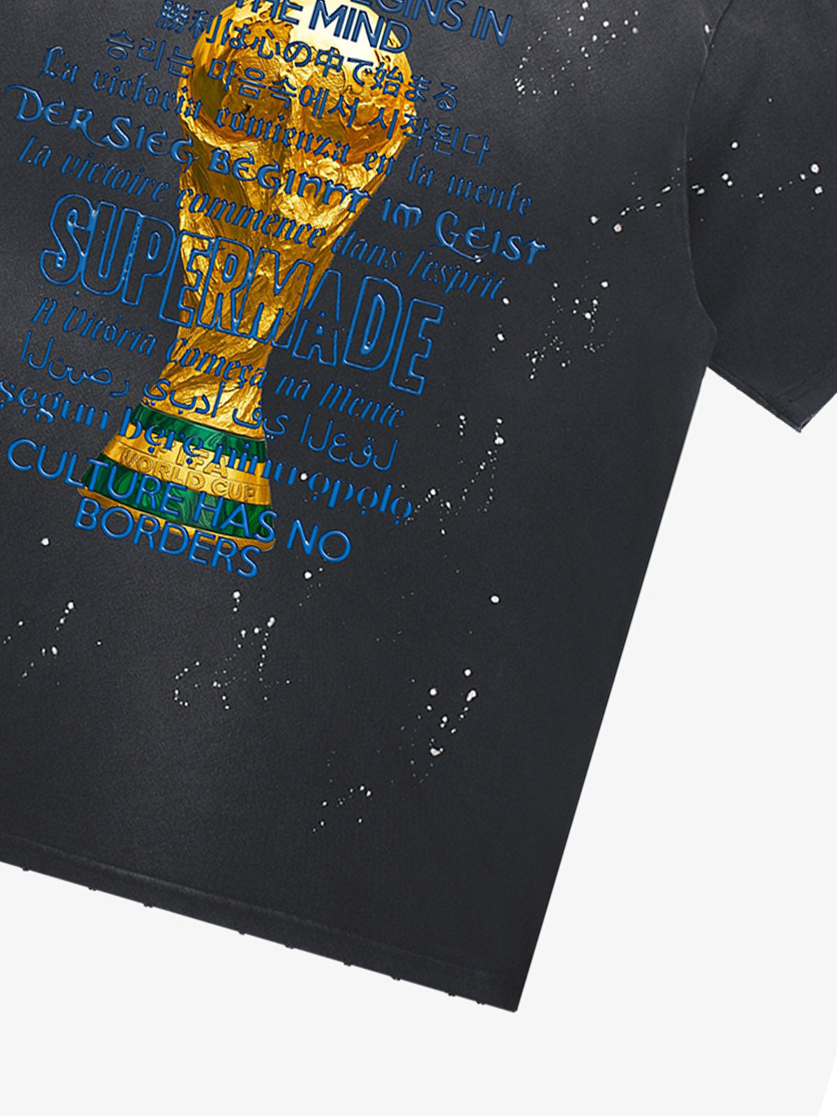 Washed World Cup Trophy Multi-Language Graphic T-Shirt