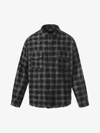 Distressed Raw Edge Plaid Shirt