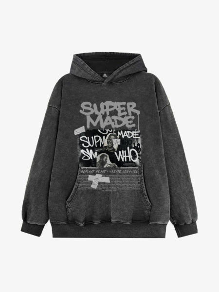 Trendy Retro Graffiti Character Hoodie