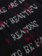 Burning Letter Jacquard Fuzzy Mohair Knit Sweater