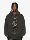 Vintage Washed Snake Staff Graphic Hoodie
