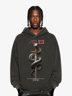 Vintage Washed Snake Staff Graphic Hoodie