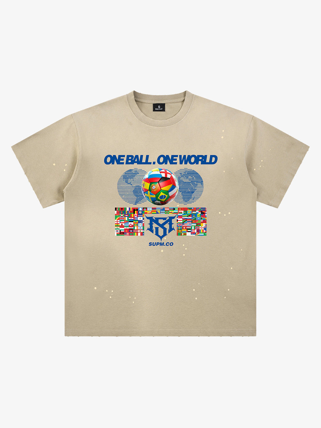 Washed One Ball One World Soccer Graphic T-Shirt