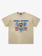 Washed One Ball One World Soccer Graphic T-Shirt