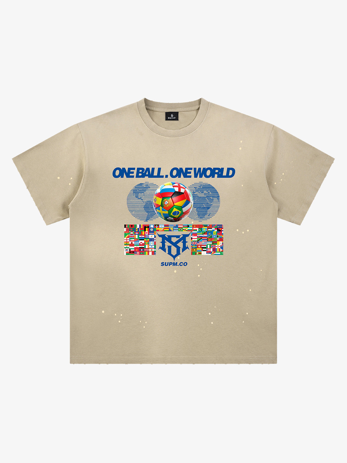 Washed One Ball One World Soccer Graphic T-Shirt