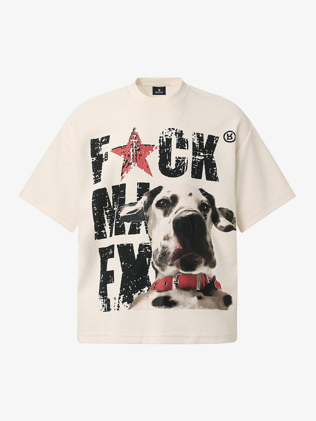 Distressed Text Dog Graphic T-Shirt