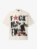 Distressed Text Dog Graphic T-Shirt