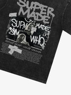 Streetwear Graffiti Character Collage Graphic T-Shirt