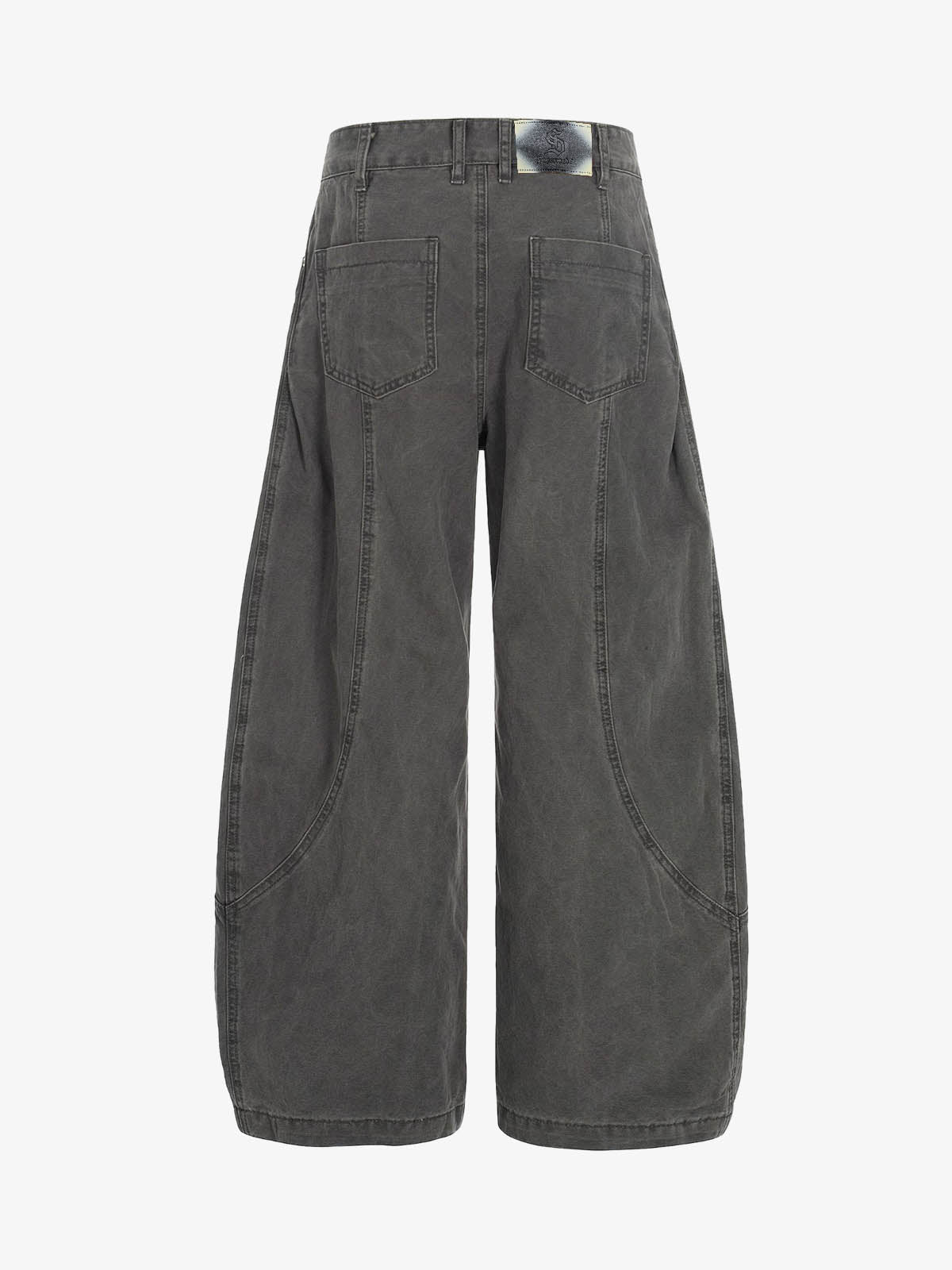 High Waist Button Fly Curved Seam Washed Jeans