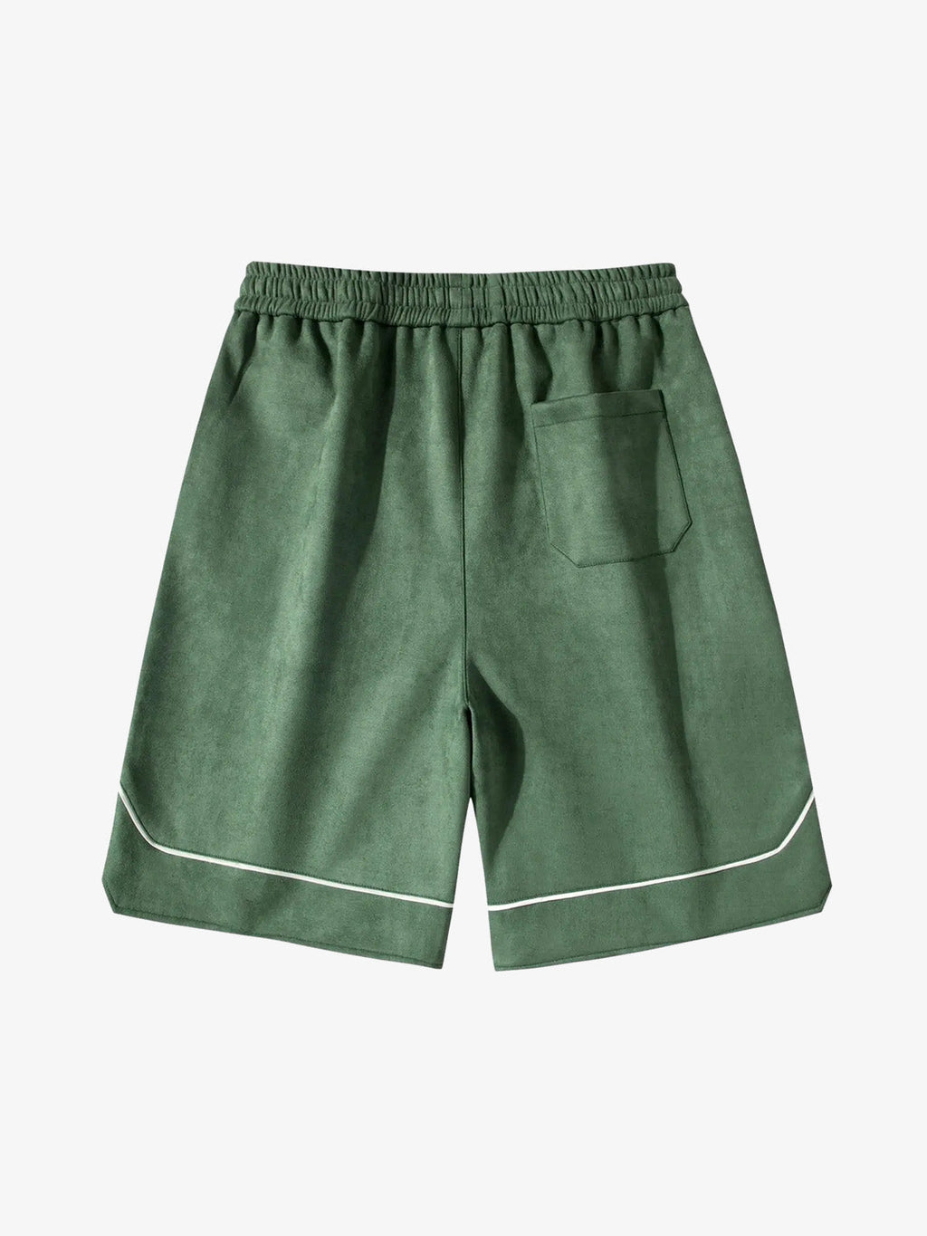 Retro Letter-Stamped Suede Drawstring Shorts