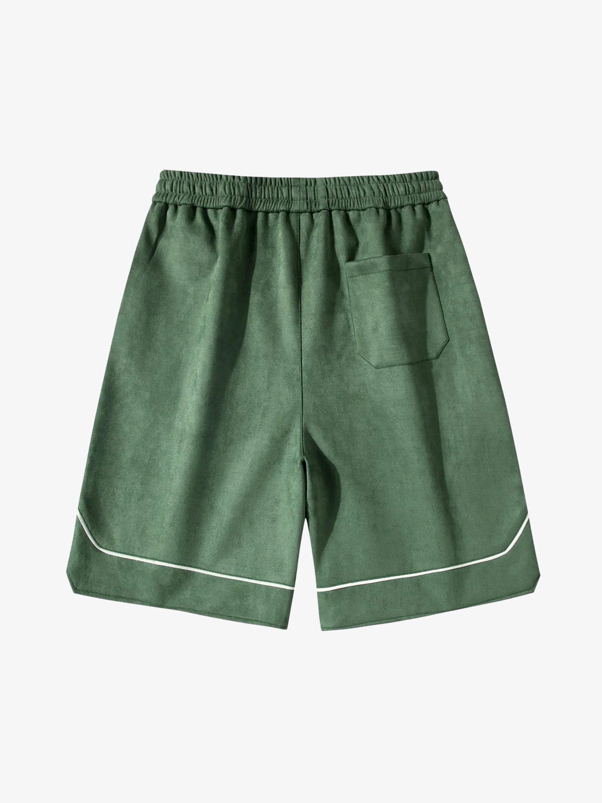 Retro Letter-Stamped Suede Drawstring Shorts