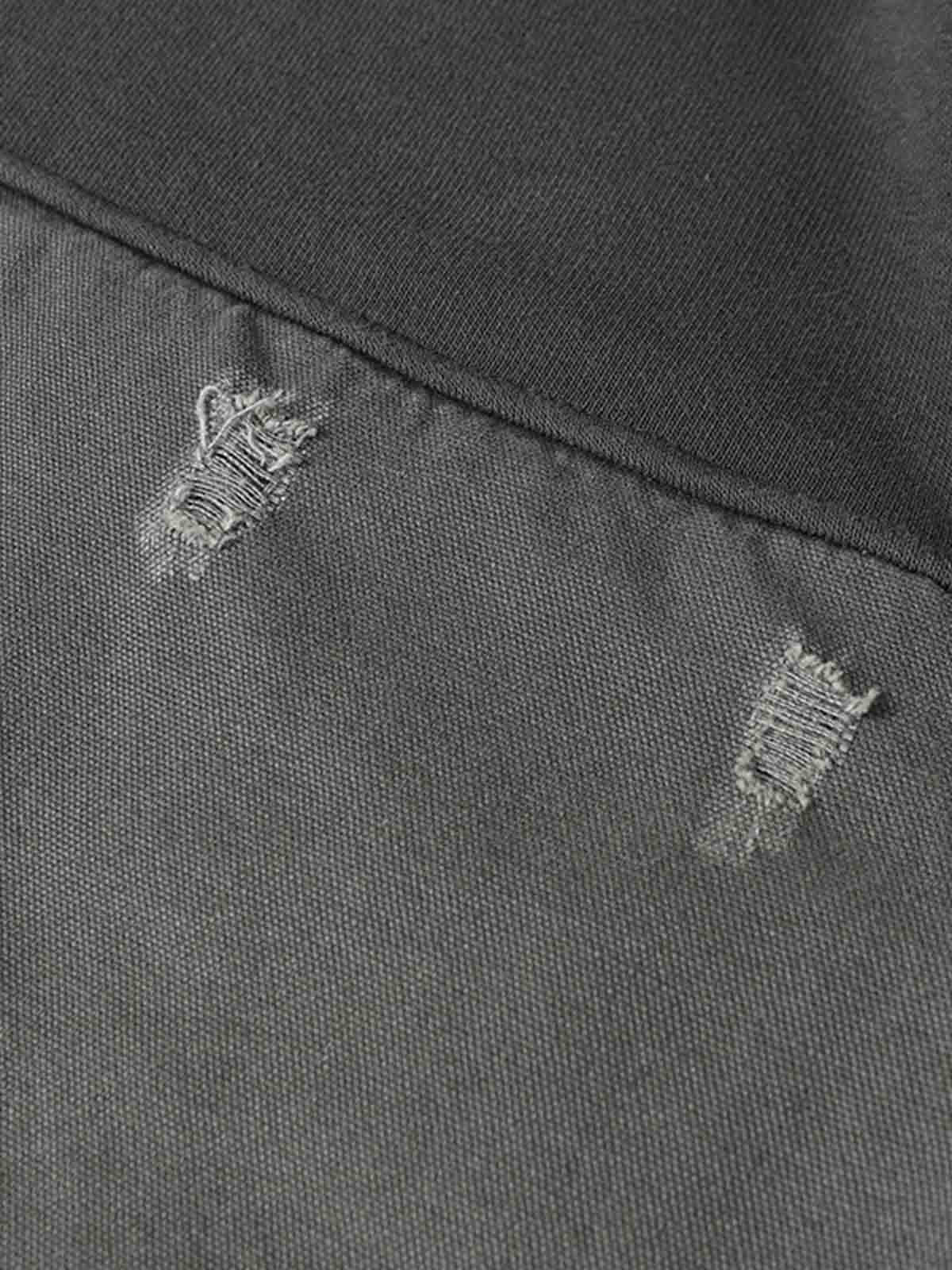 Distressed Patchwork Raw-Edge Layered-Hem Fleece Hoodie