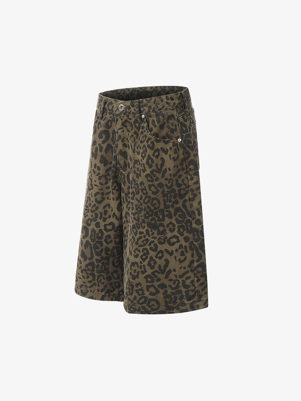 Leopard Print Cotton Wide Leg Jorts