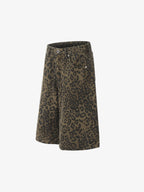 Leopard Print Cotton Wide Leg Jorts