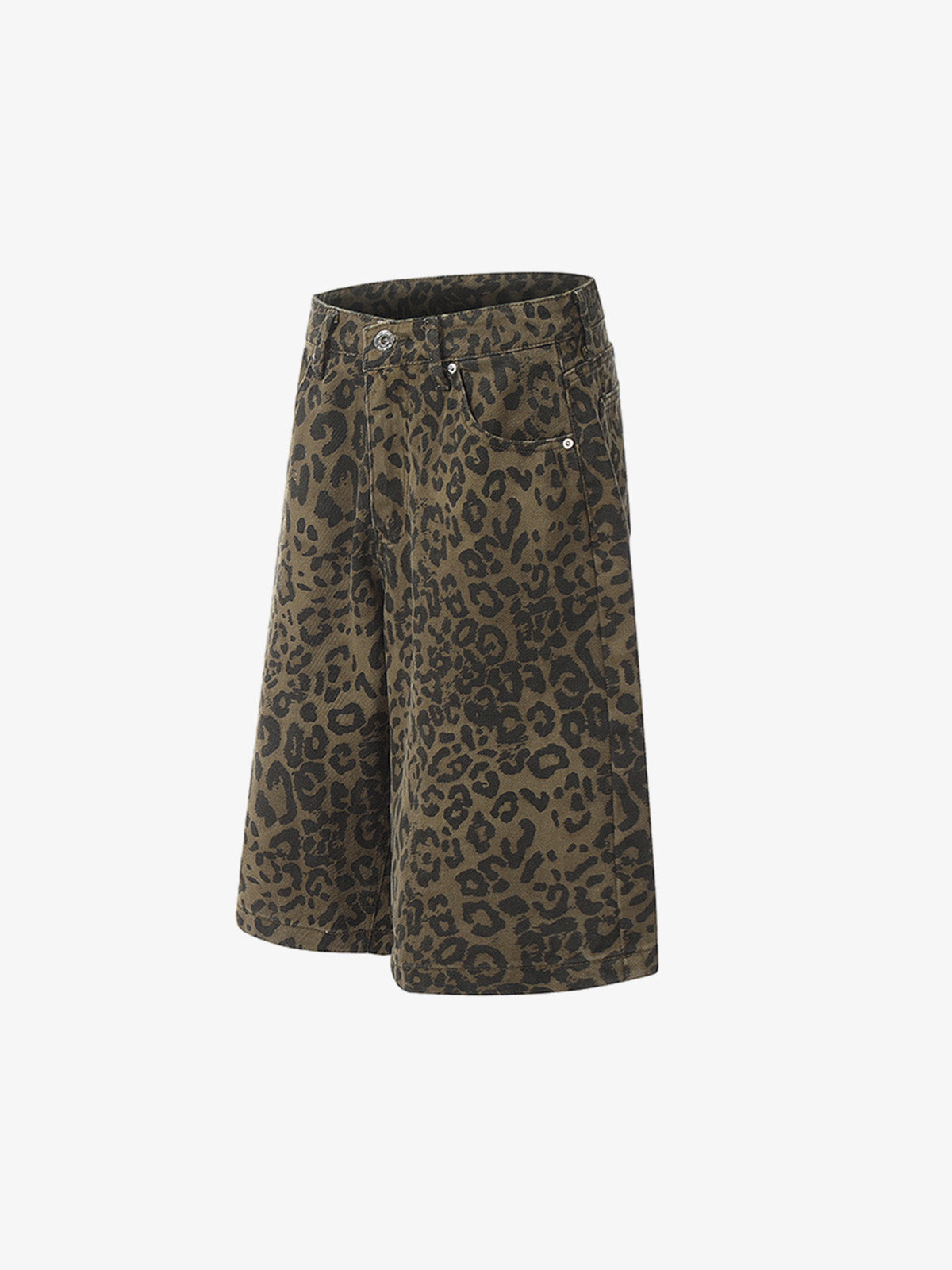 Leopard Print Cotton Wide Leg Jorts