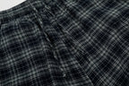 Plaid Linen-Blend Distressed Cargo Cropped Pants