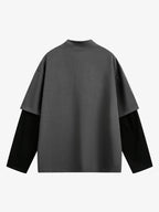 Mock Neck Layered Long Sleeve T Shirt