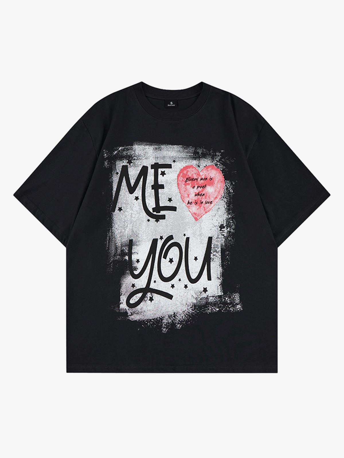 Grunge “ME YOU” Heart Graphic T-Shirt