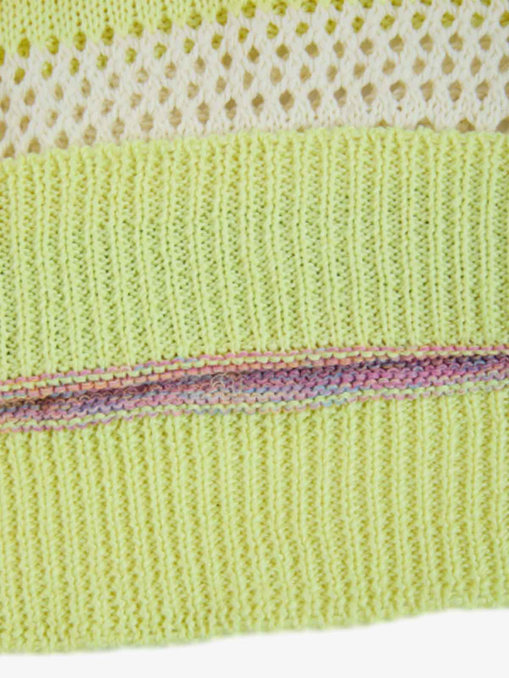Pastel Striped Crochet Knit Short Sleeve Polo Shirt