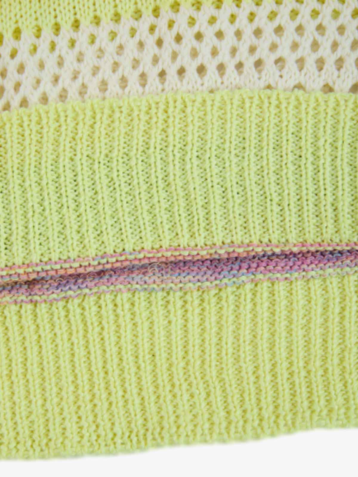 Pastel Striped Crochet Knit Short Sleeve Polo Shirt