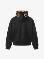 Tiger Print With Ears Hooded Fur Jacket