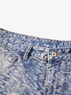 Cloud Texture Jacquard Effect Wide-Leg Jeans