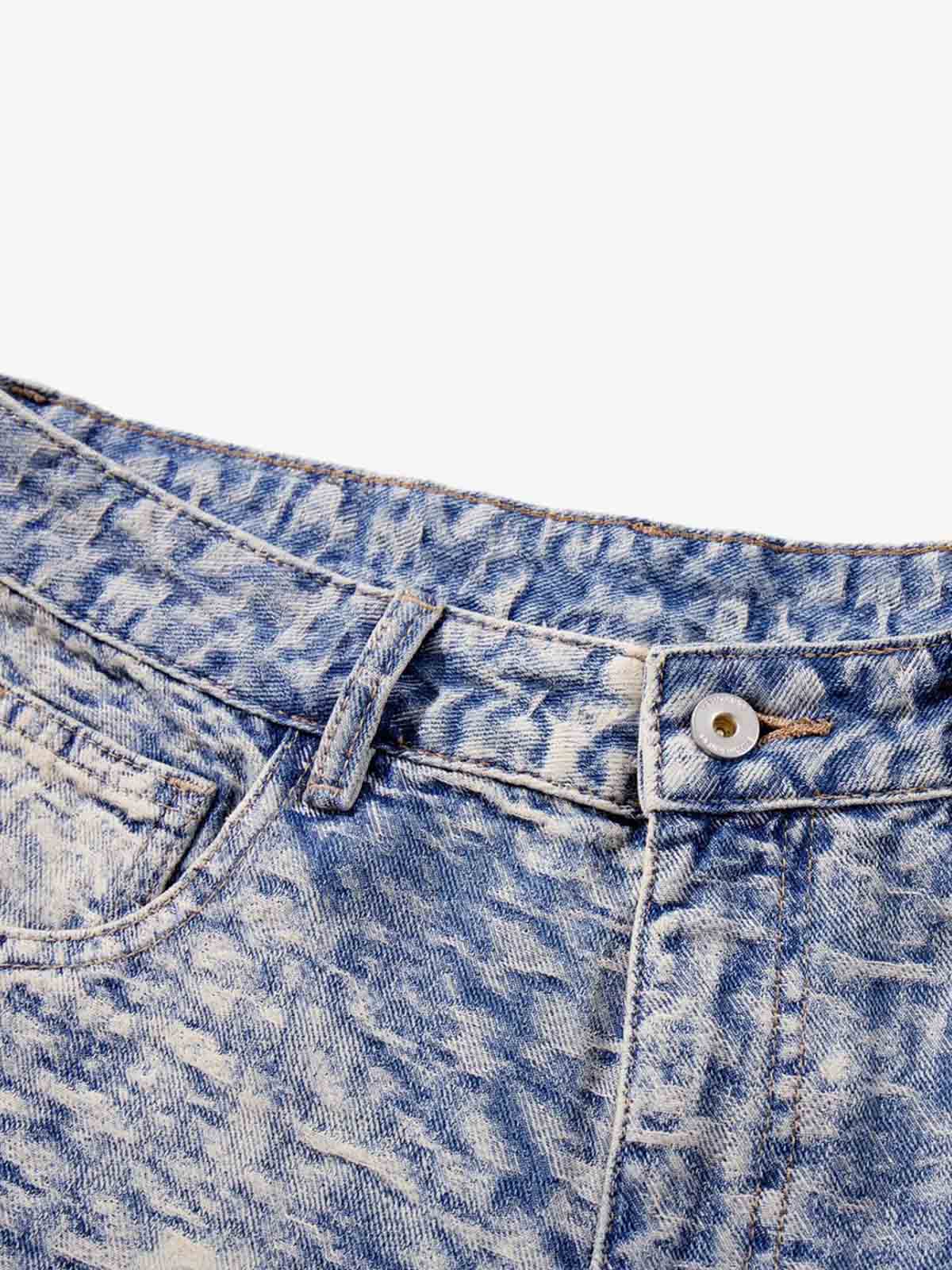 Cloud Texture Jacquard Effect Wide-Leg Jeans
