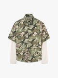 Camouflage Leopard Patchwork Layered Shirt