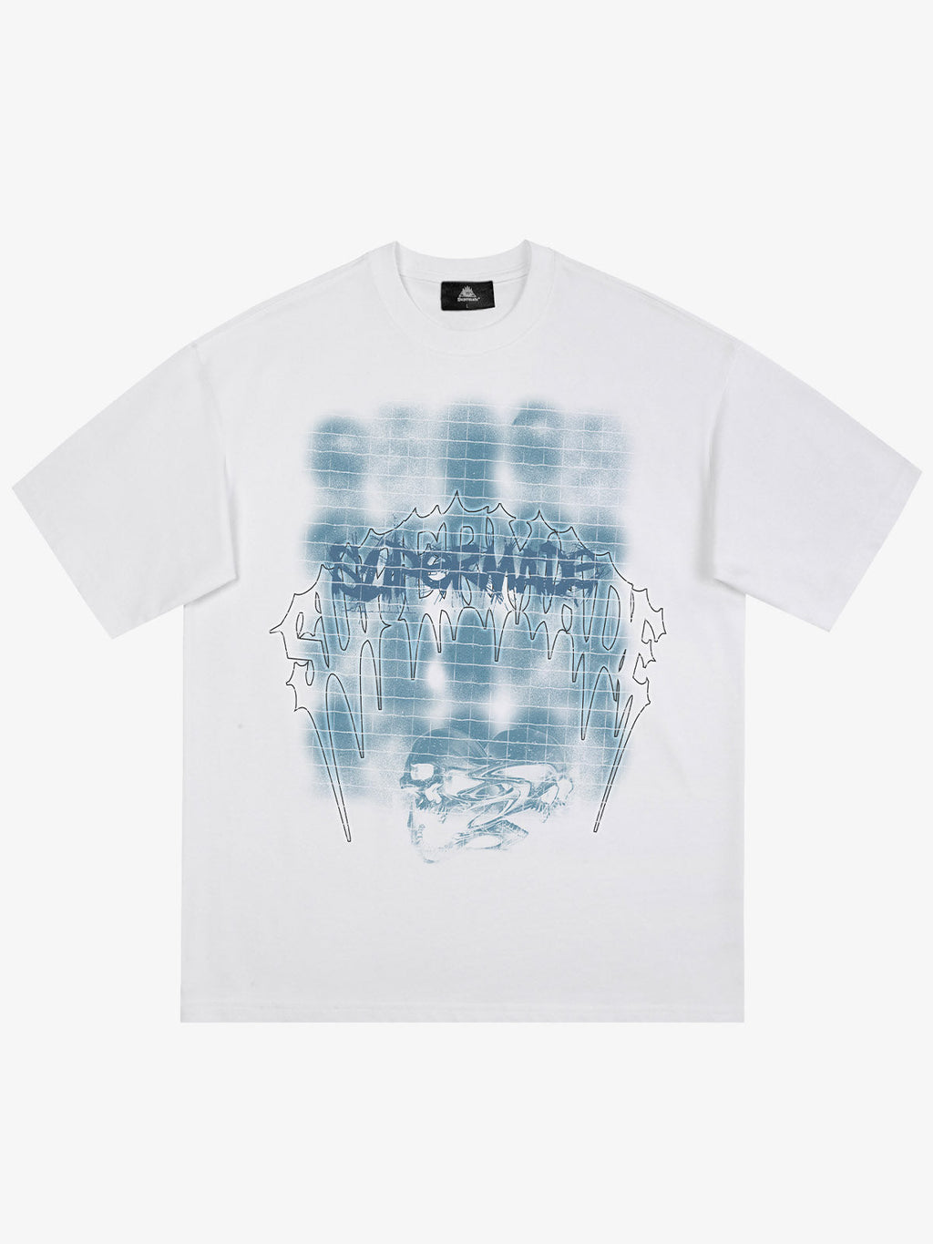 Dark Grid Skull Graphic T-Shirt