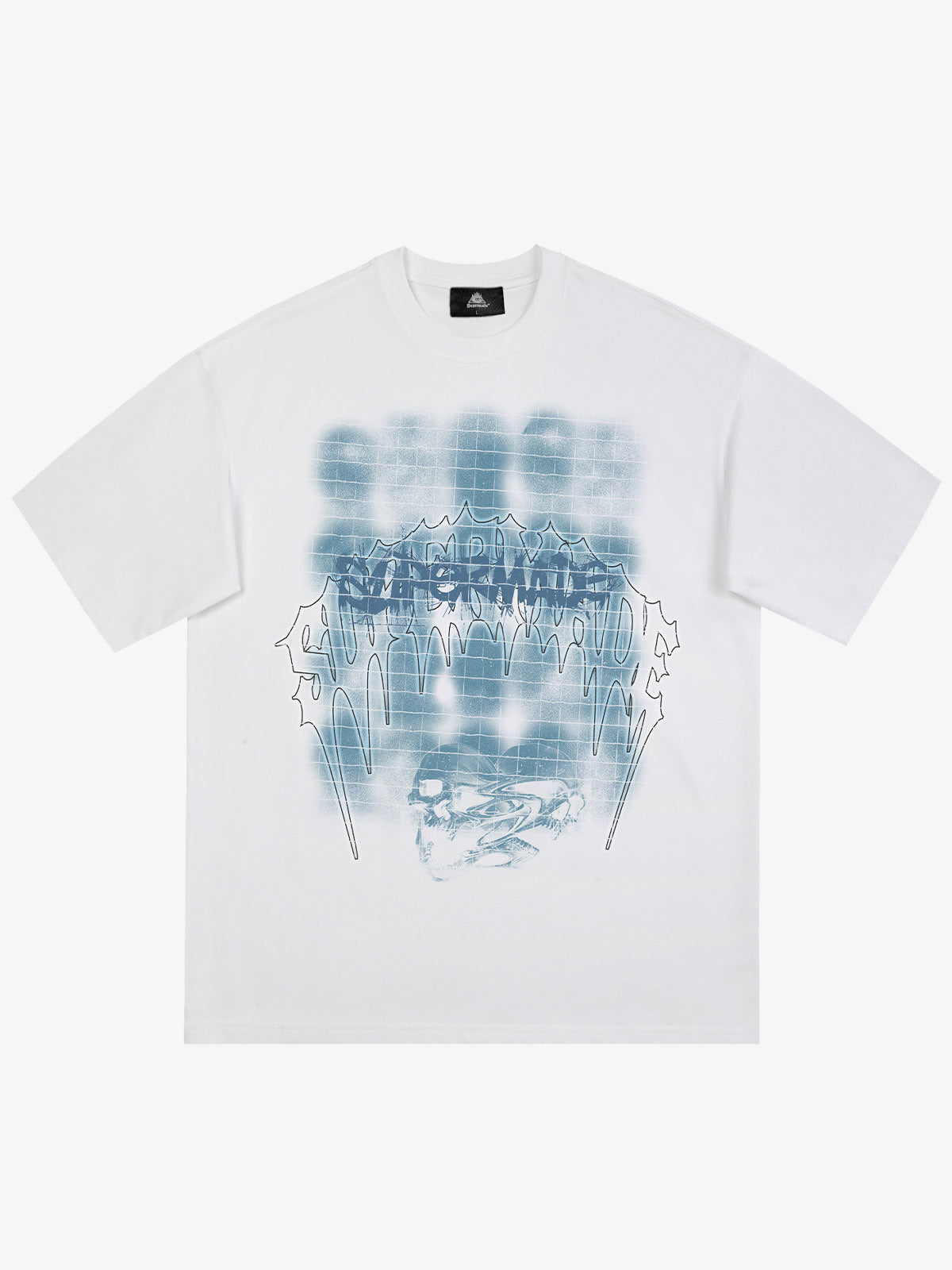 Dark Grid Skull Graphic T-Shirt