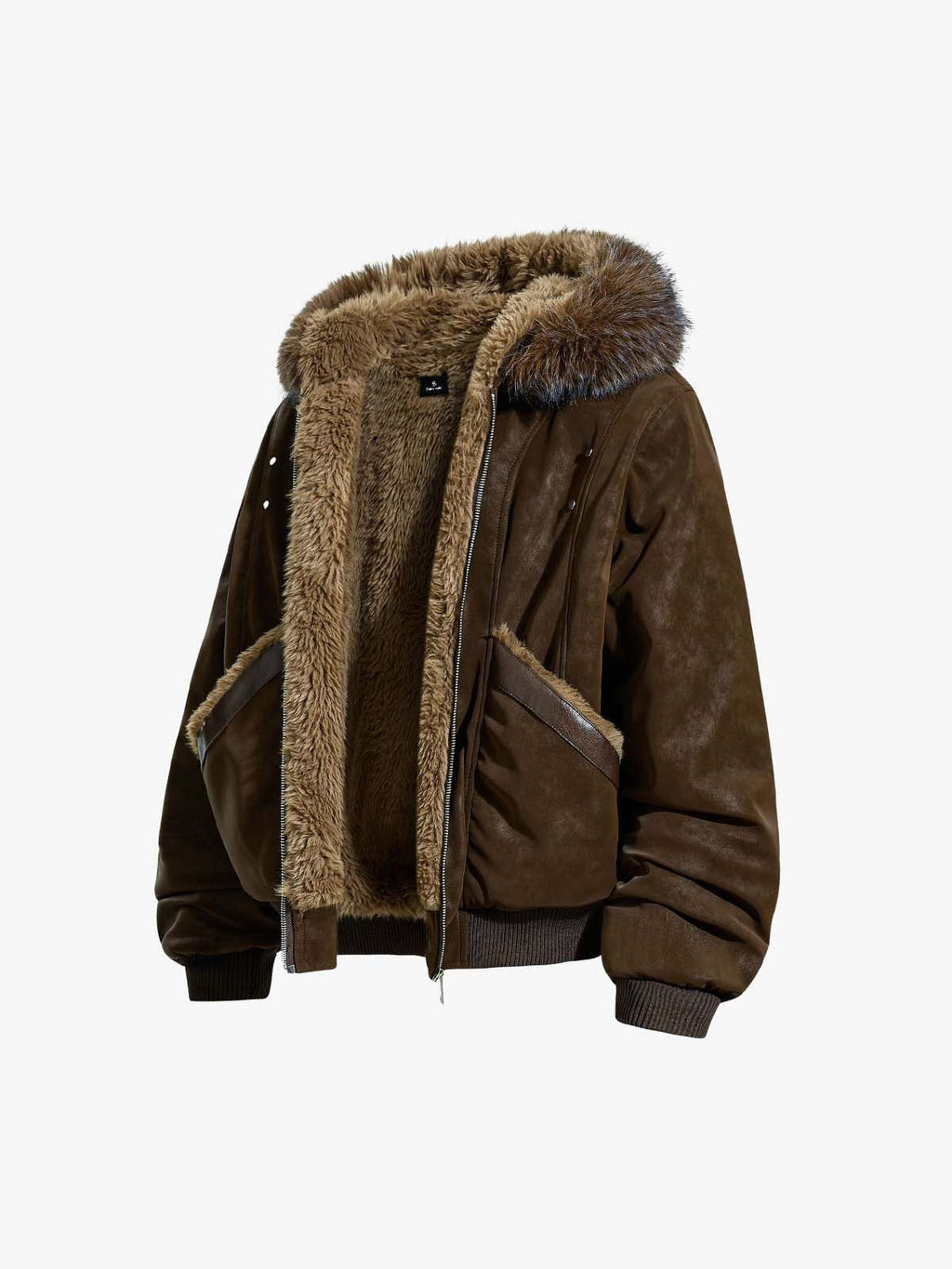 Retro Detachable Faux Fur Collar Suede Fleece Hoodie Jacket