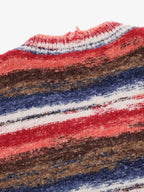 Frayed Edge Striped V Neck Knit Vest