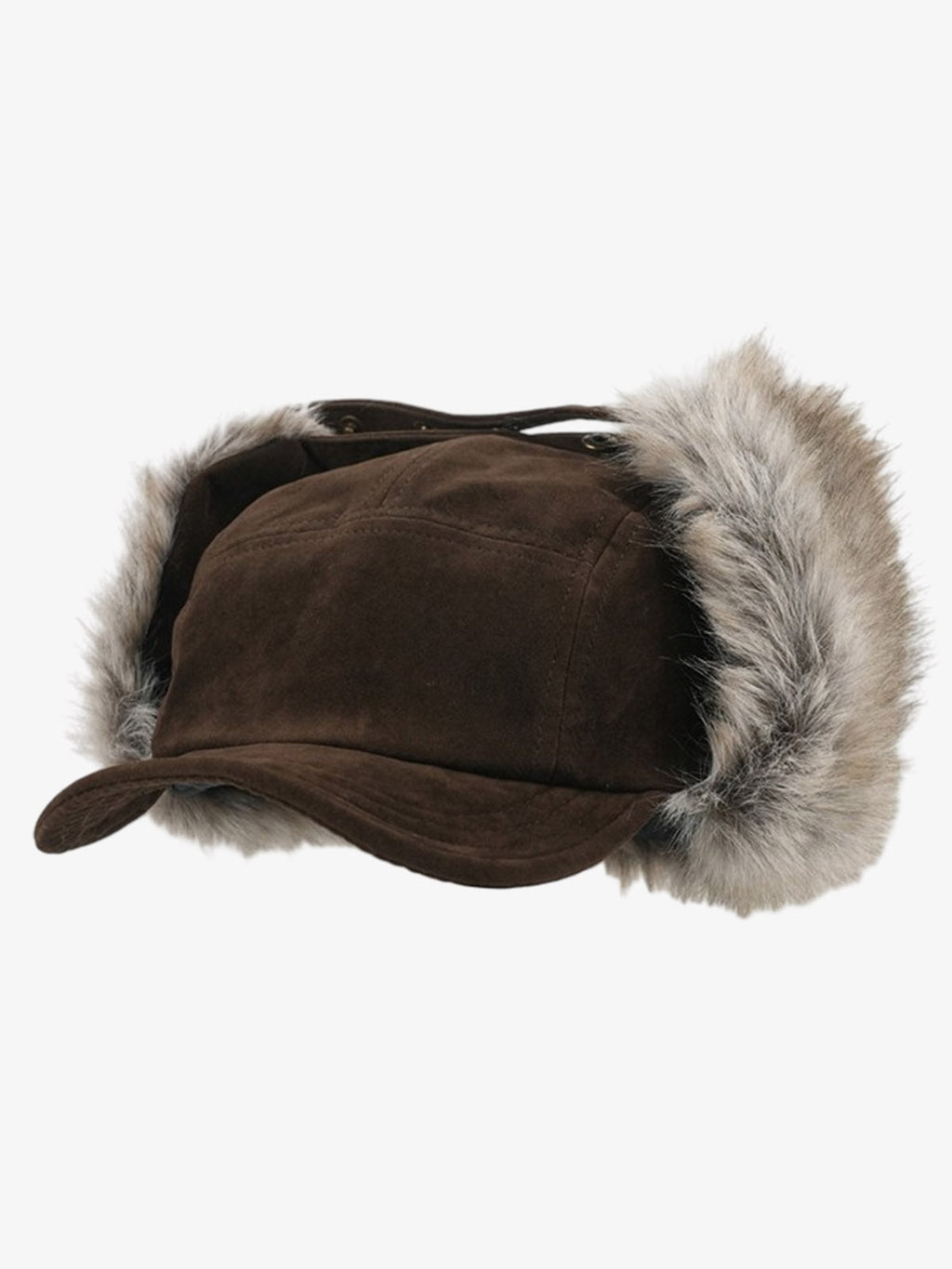 Faux Fur Earflap Suede Trapper Hat