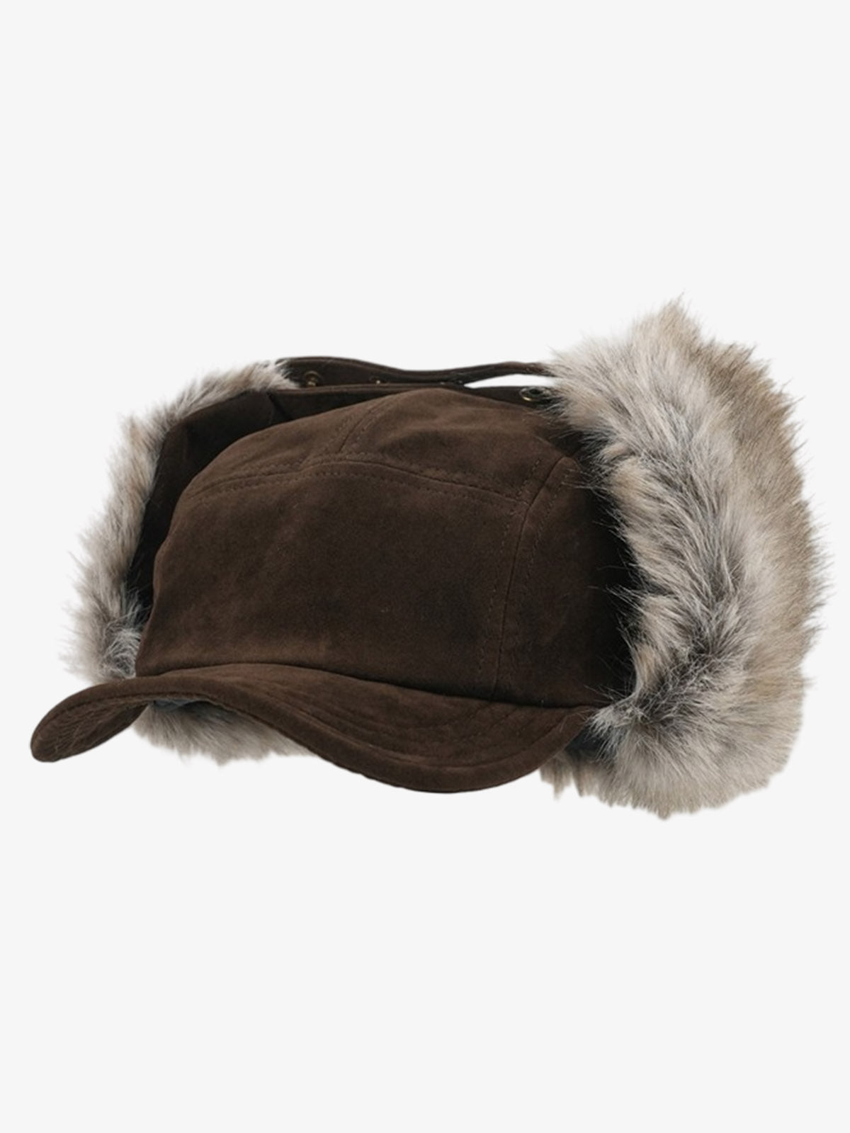 Faux Fur Earflap Suede Trapper Hat