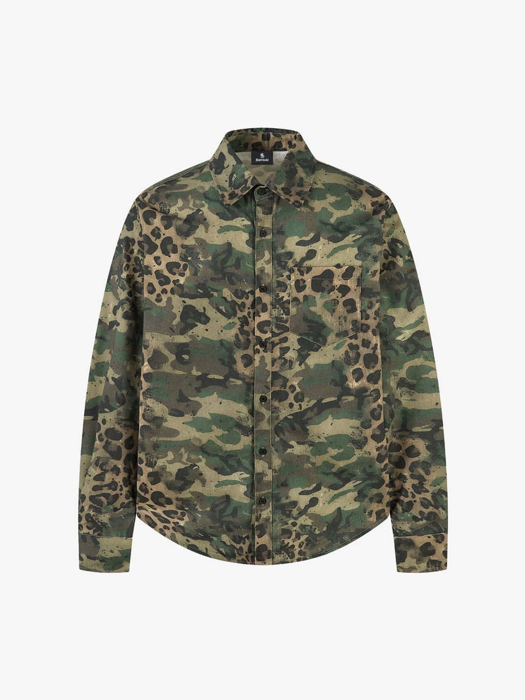 Camo Leopard Patchwork Button Up Shirt