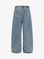 Asymmetric Layered Waist Wide Leg Denim Jeans